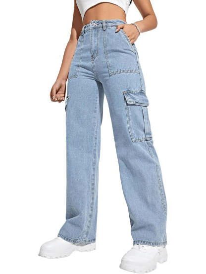 Flap Pocket Denim Jeans-Cozy Knit Sets