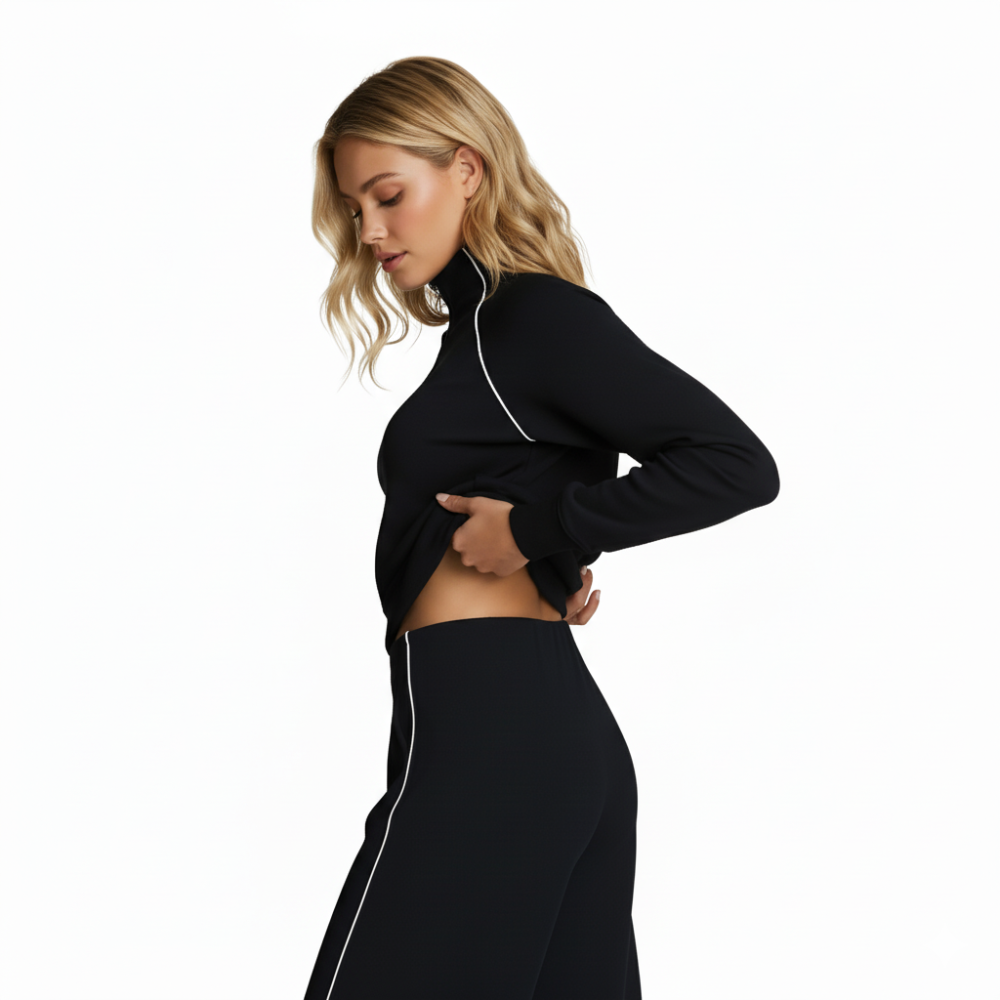 Sporty Pique Half Zip Front Jumpsuit
