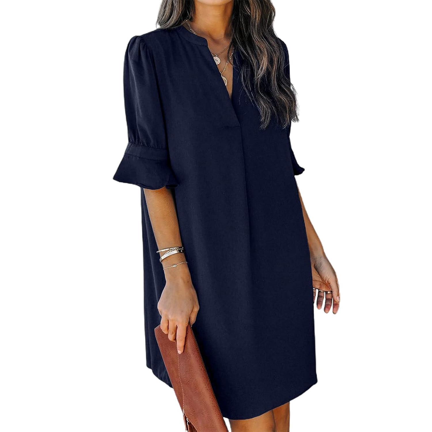Summer Ruffle Short Sleeve Casual Shift Dress