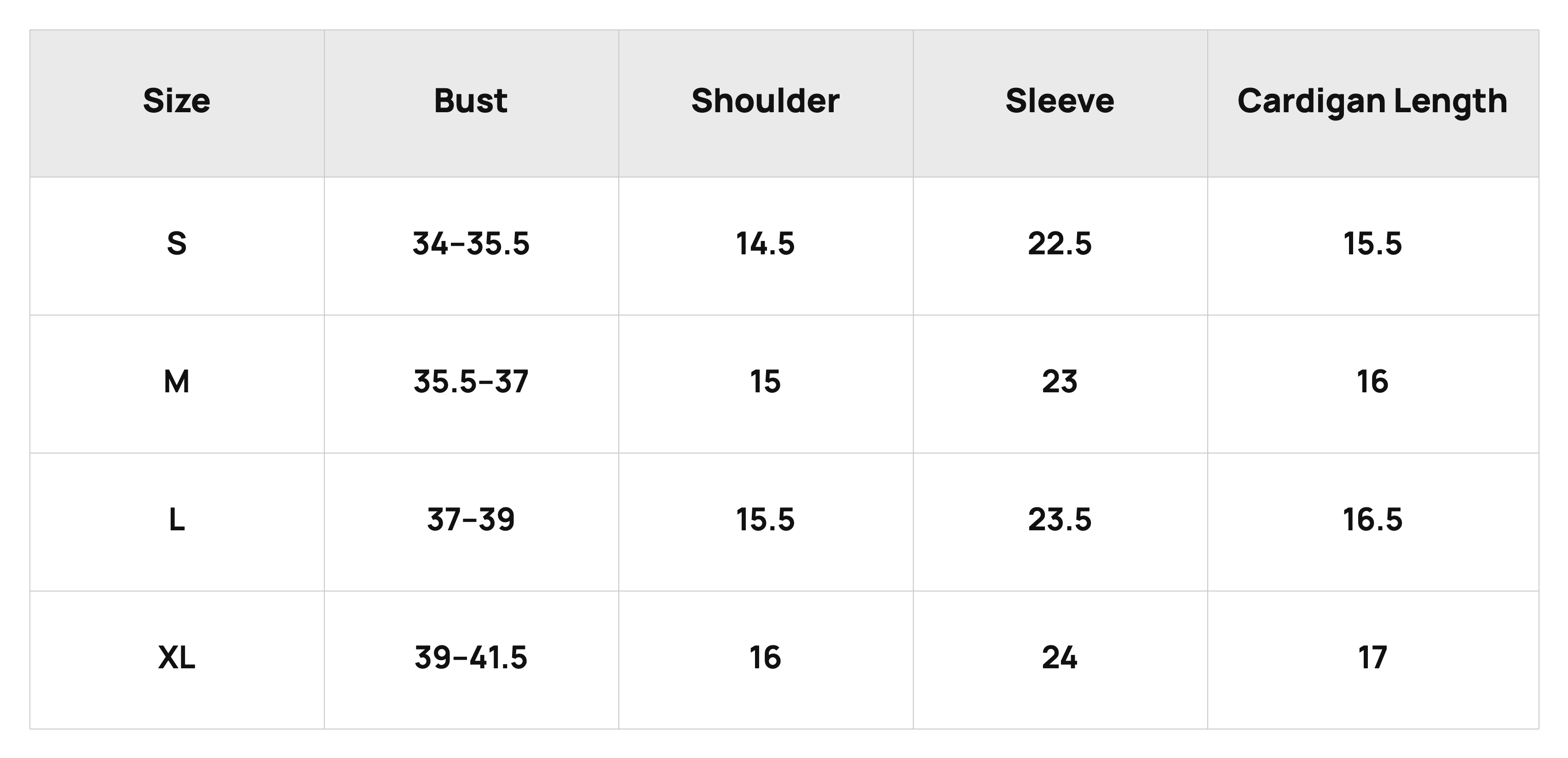 Size Chart