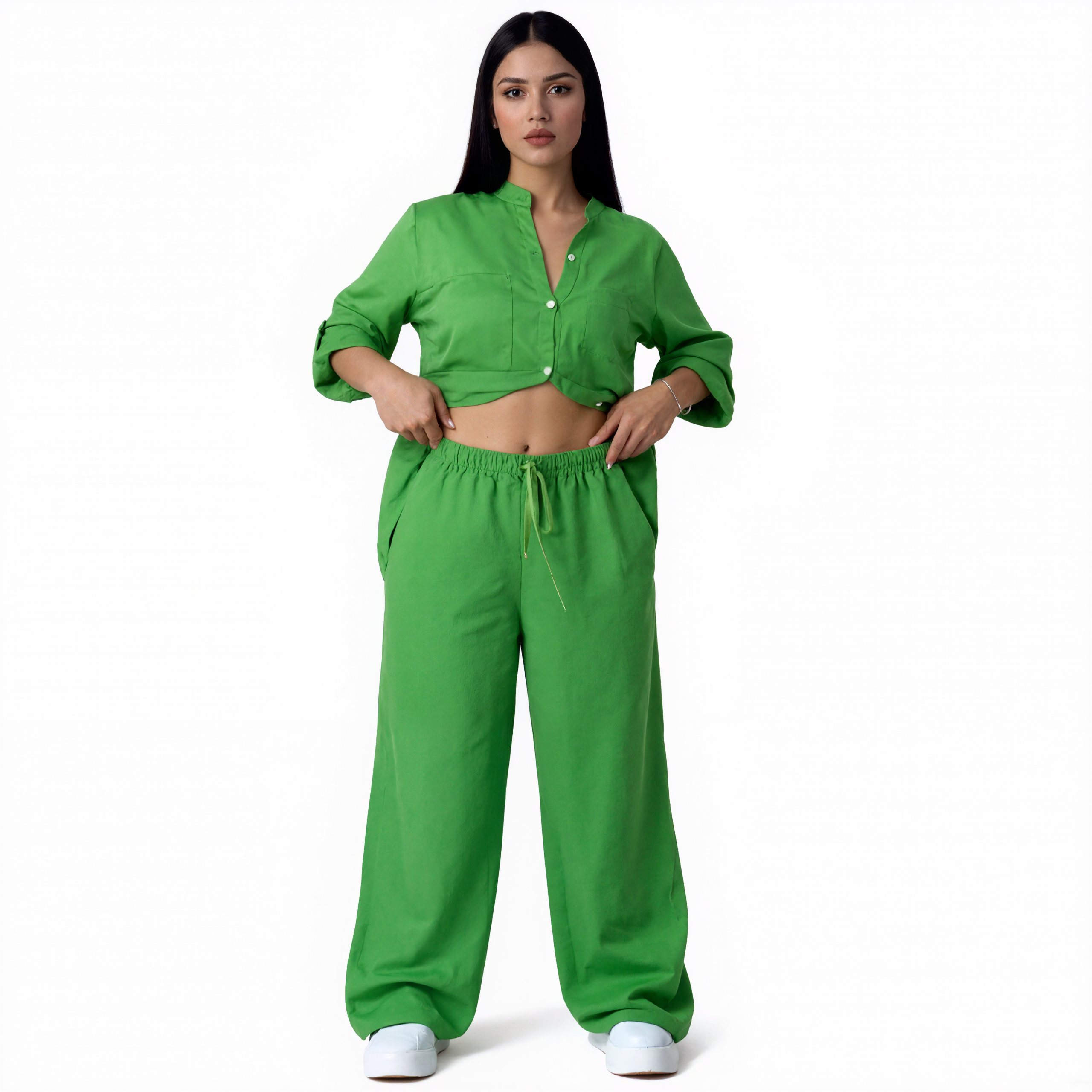 Women V Style Cotton and Linen Casual Suit