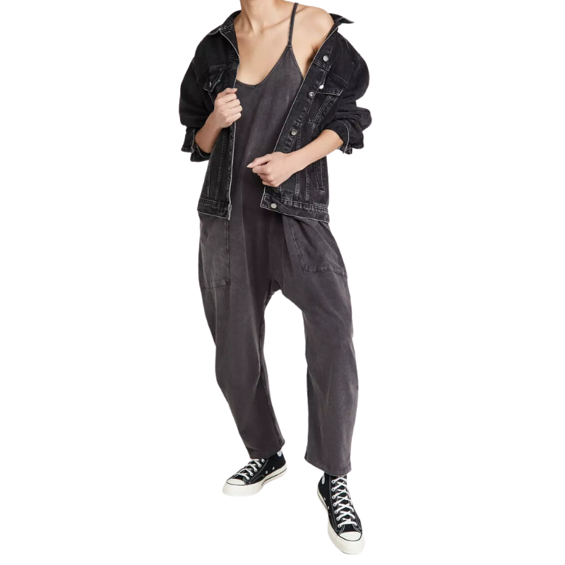 Wide Length Jumpsuit With Pockets-Cozy Knit Sets