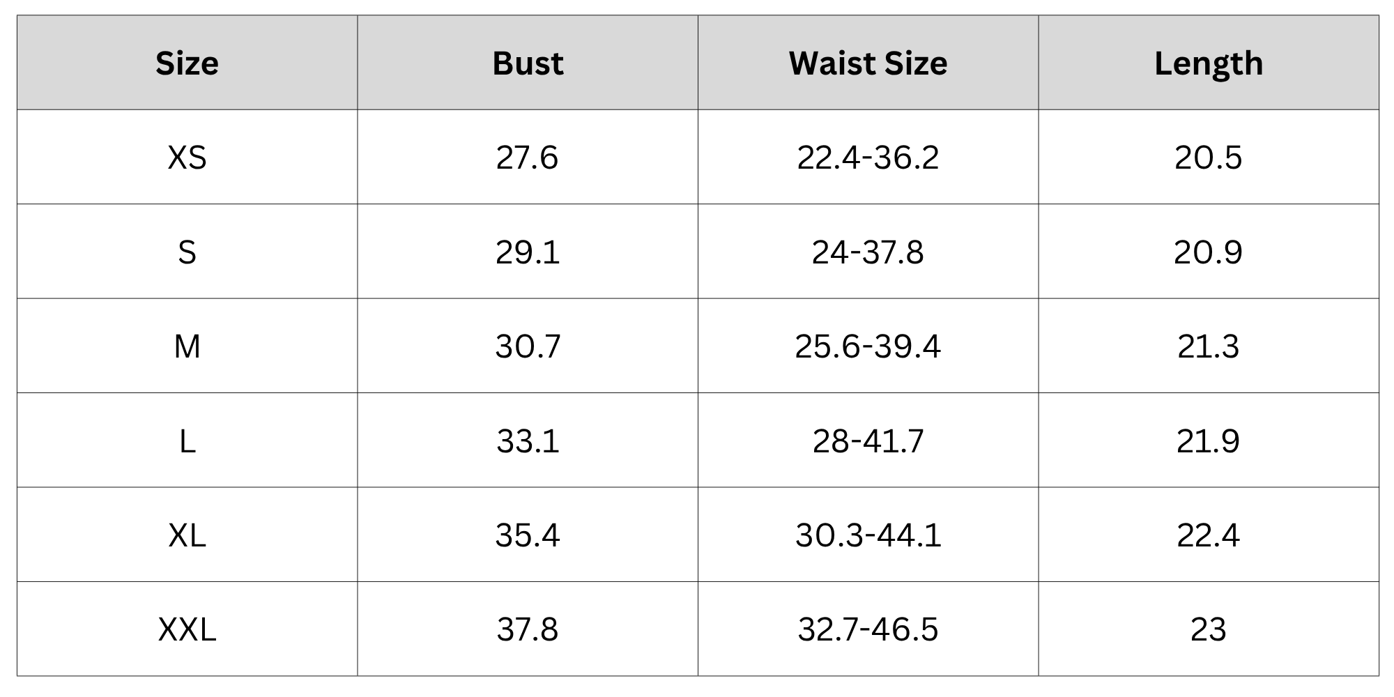 Size Chart