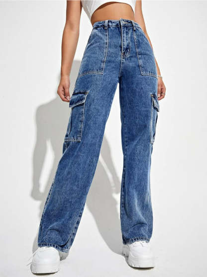 Flap Pocket Denim Jeans-Cozy Knit Sets