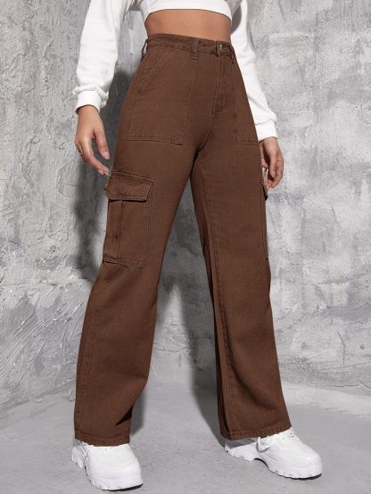 Casual Flap Pocket Denim Pant-Cozy Knit Sets