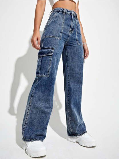 Flap Pocket Denim Jeans-Cozy Knit Sets