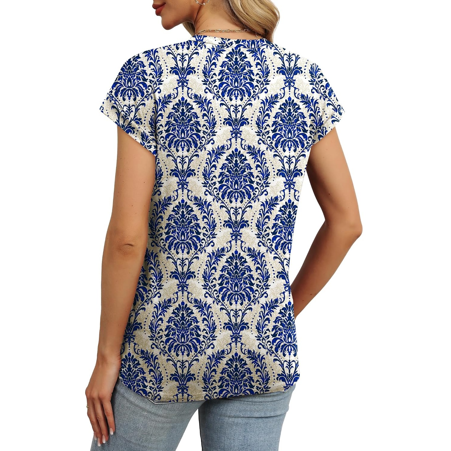 Summer Short Sleeve Crew Tunic T Shirts  For Women
