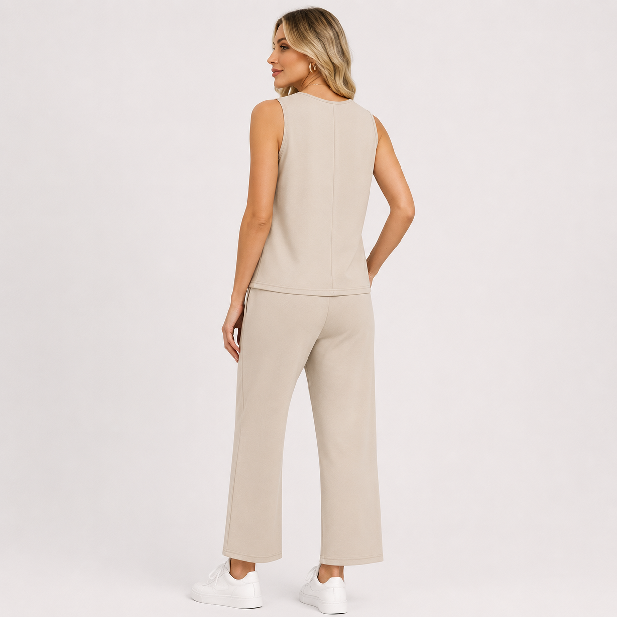 2 Piece Summer Outfits Matching Lounge Set Wide Leg Crop Pants For Women
