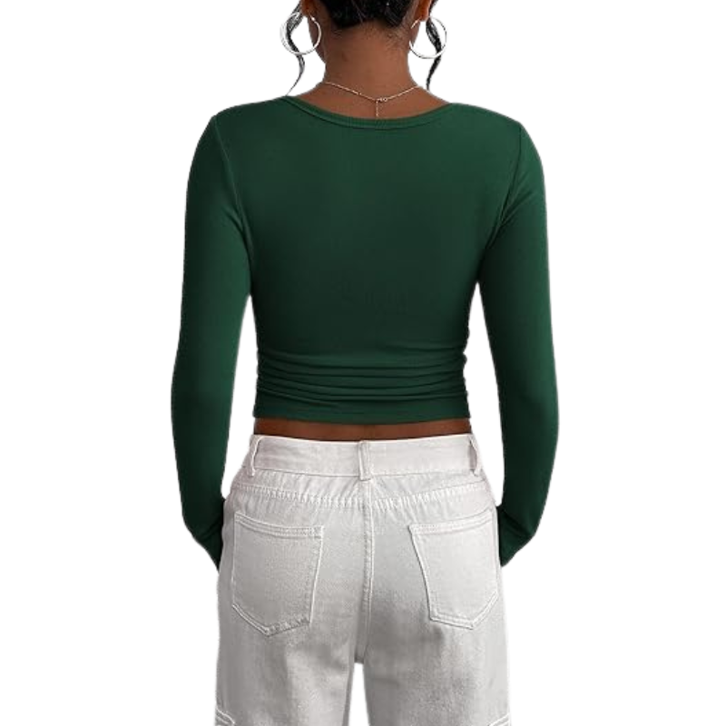 Women’s Long Sleeve Button Ribbed Knit Top | Slim Fit Basic Casual Blouse.