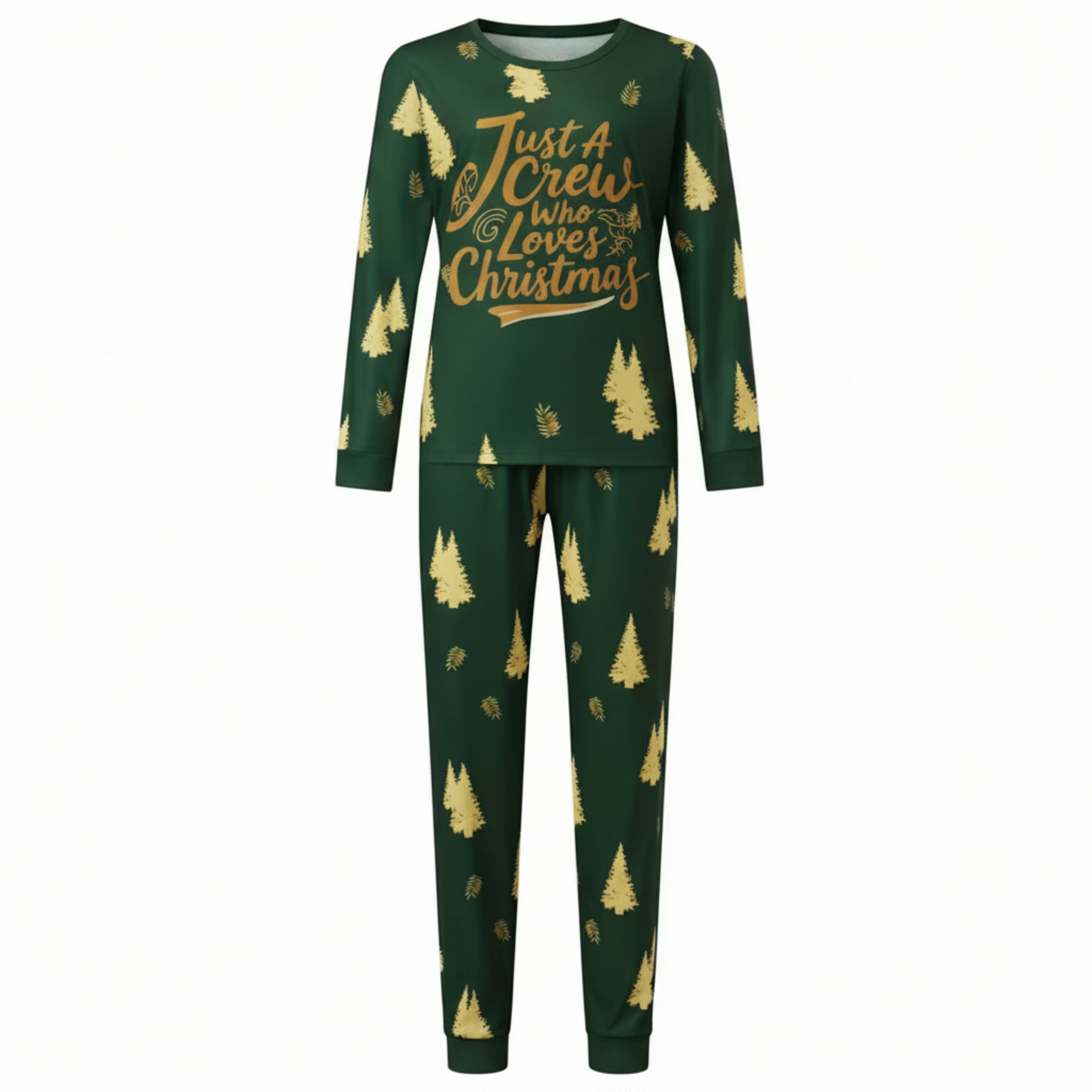 Green and Golden Tree Print Family Matching Pajama Sets