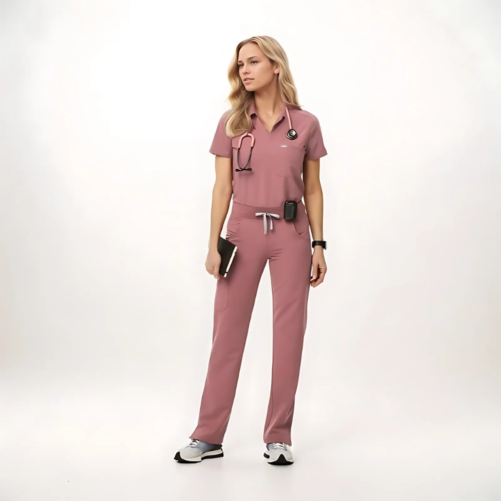 Professional Scrub Set For Women With One Pocket Top And Cargo Pants