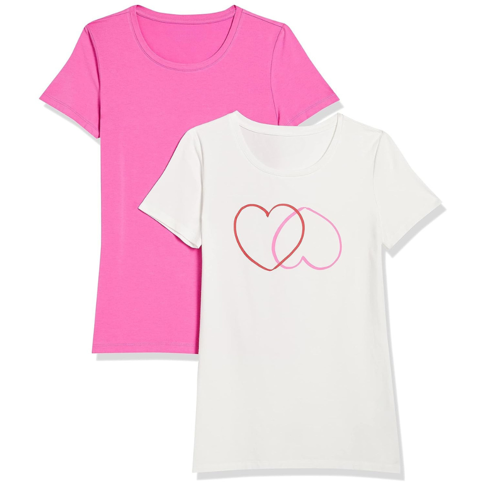 Pack Of 2 Short Sleeve Crewneck T Shirts For Women