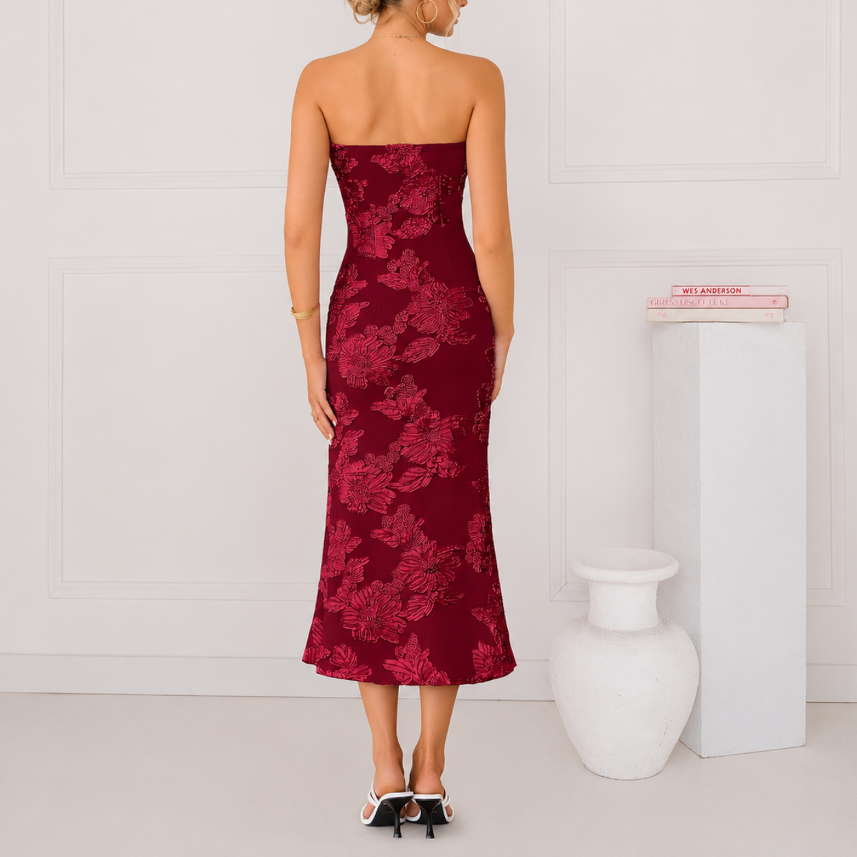 Summer Floral Printed Strapless Party Dress For Women