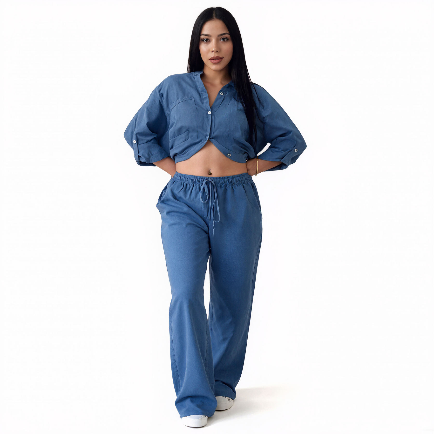 Women V Style Cotton and Linen Casual Suit