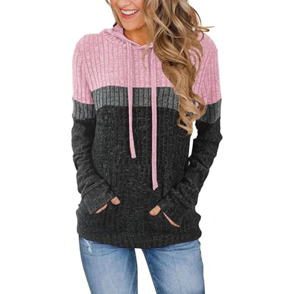 Women’s Color Block Knit Hoodie