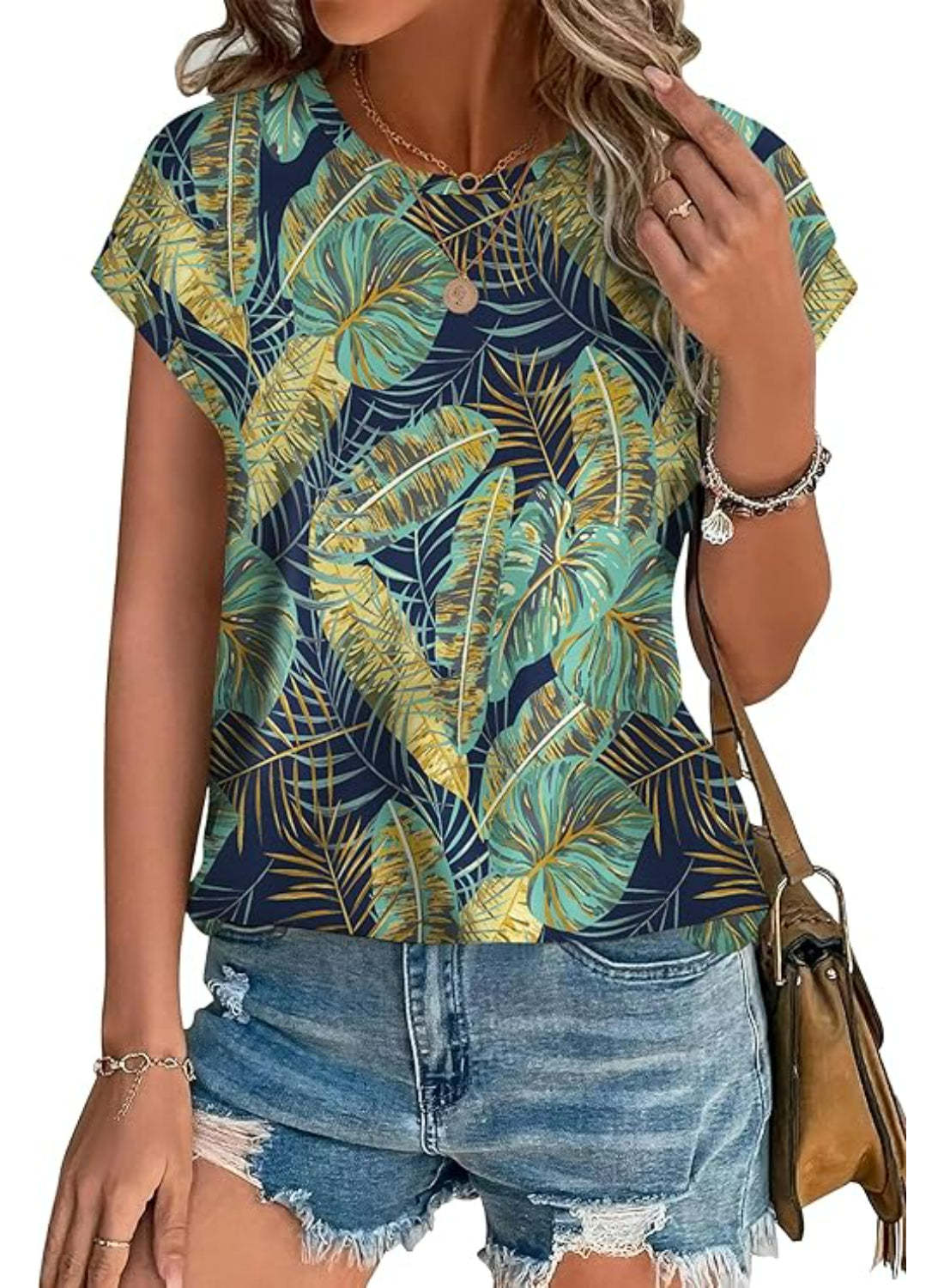 Casual Printed Tops With Crew Style Fit