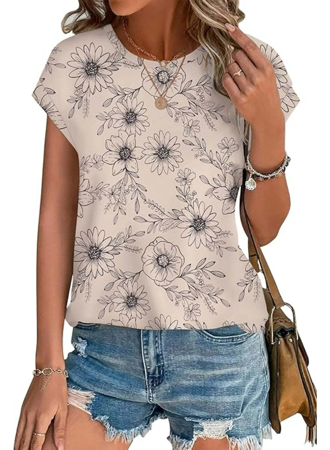 Casual Printed Tops With Crew Style Fit