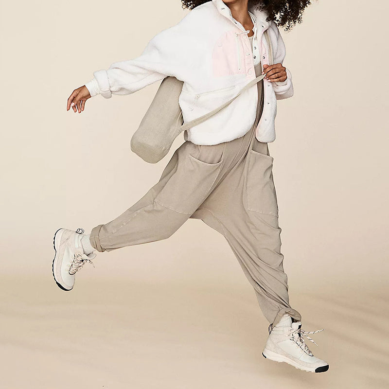 Wide Length Jumpsuit With Pockets-Cozy Knit Sets