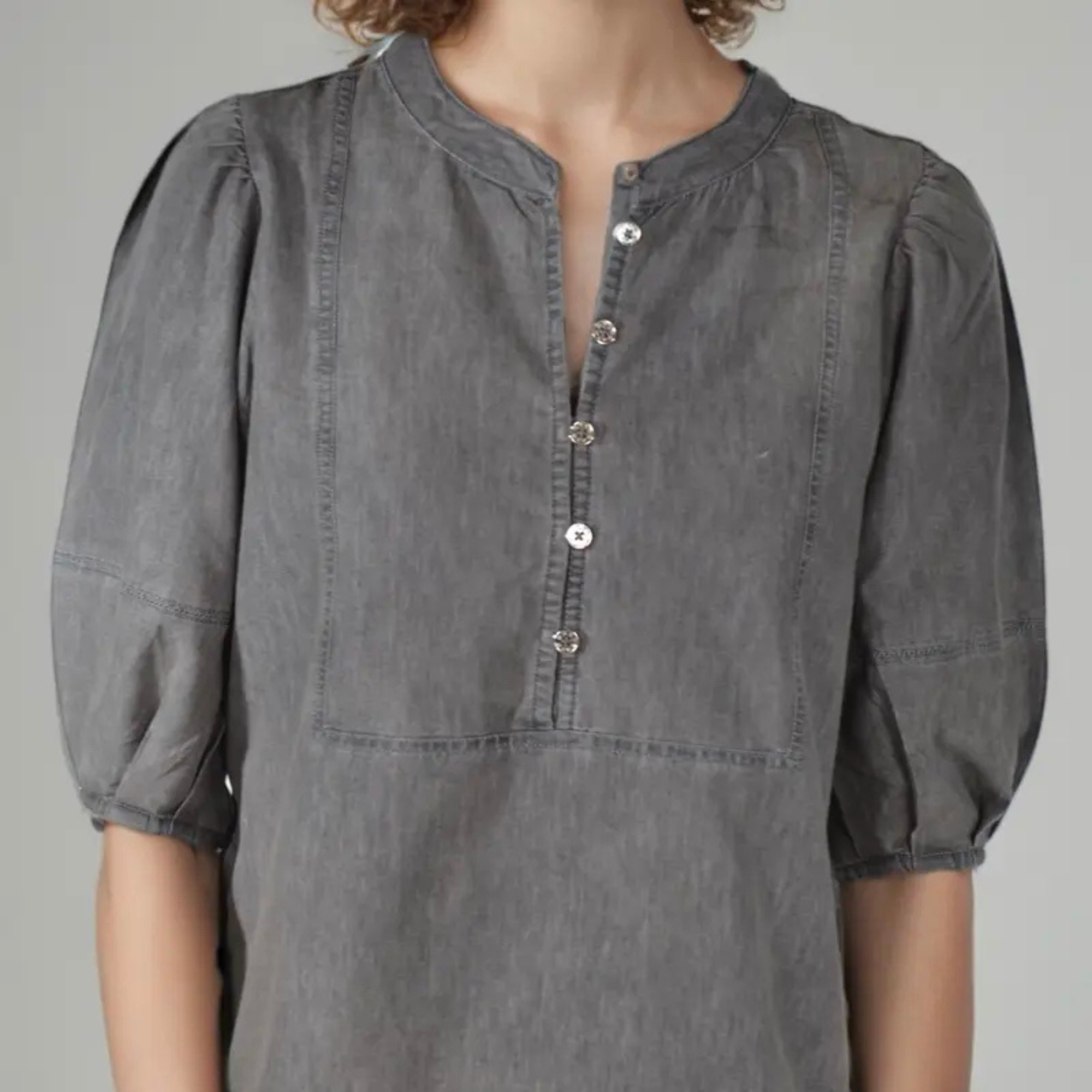 Cotton Polyester Blend Denim Top