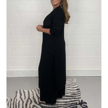 2 Pieces Casual Suit With Long Top And Trouser-Cozy Knit Sets