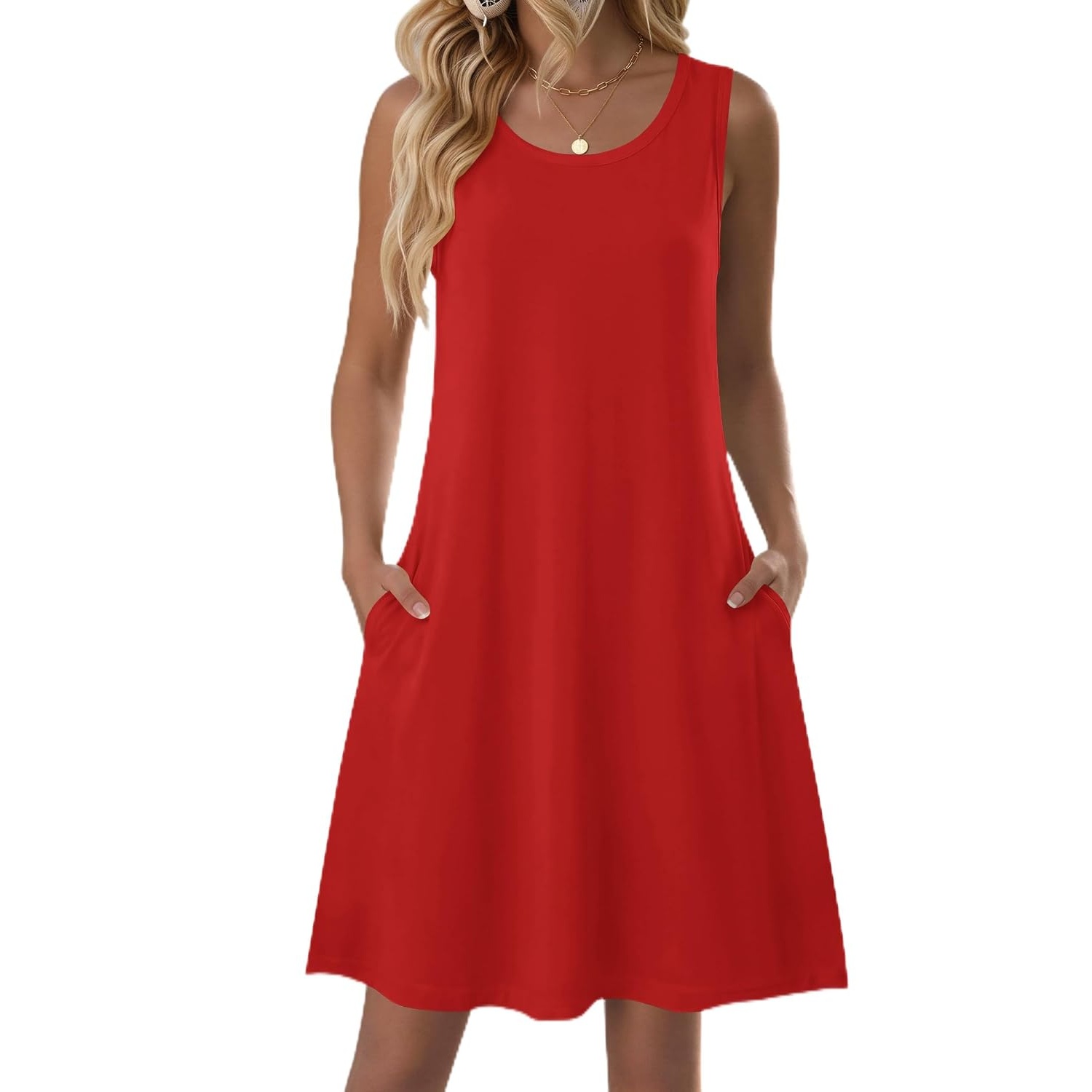 Casual Sleeveless Summer Sundress With Pockets For Women