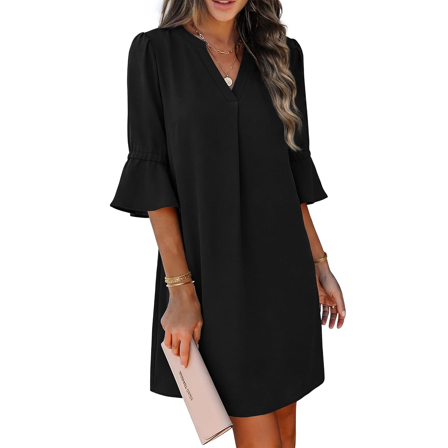 Loose Ruffle Summer Sleeve Dress With Pocket For Women