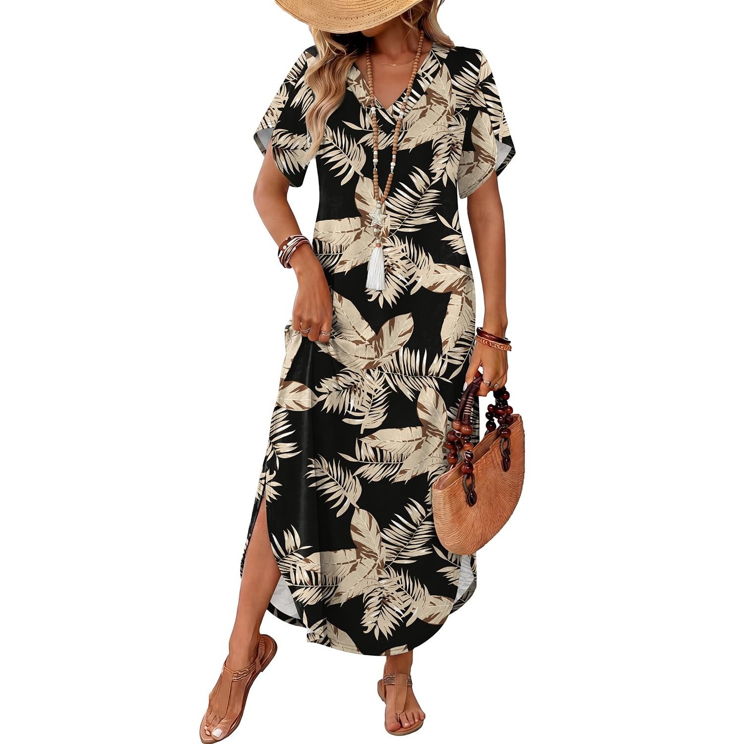Summer Sundress Casual Short Sleeve Maxi Dress For Women
