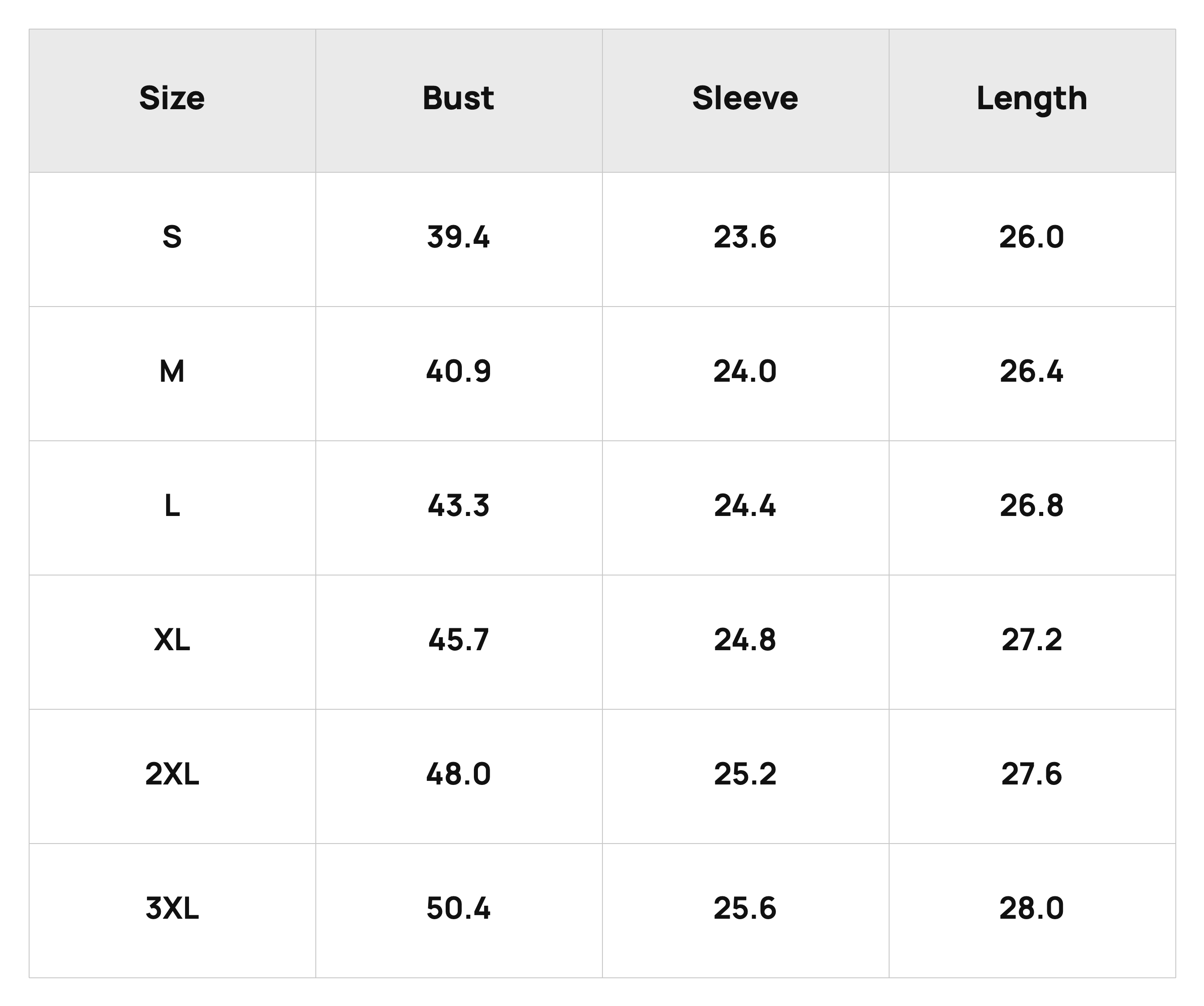 Size Chart
