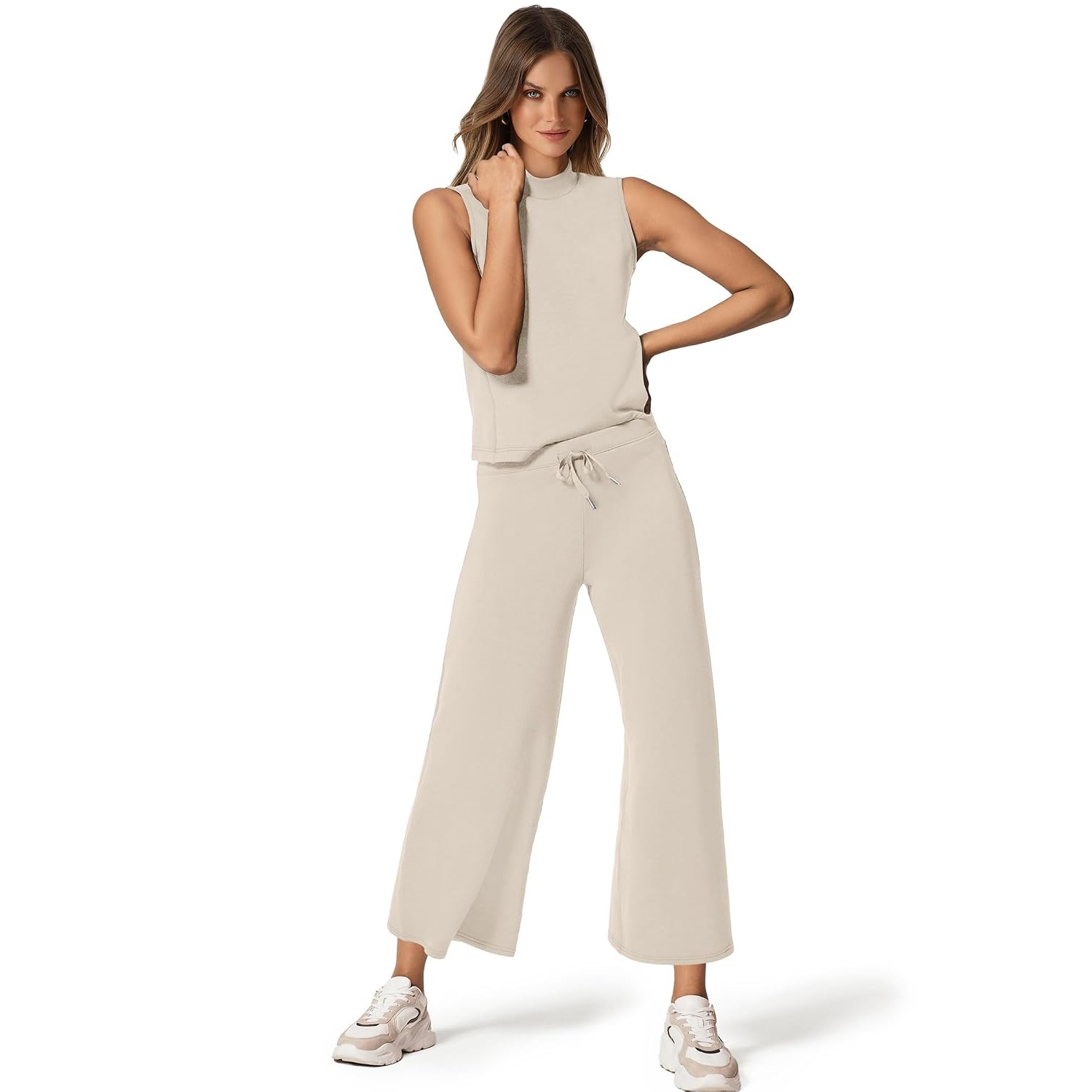 Vacation Two Piece Outfit Wide Leg Pants