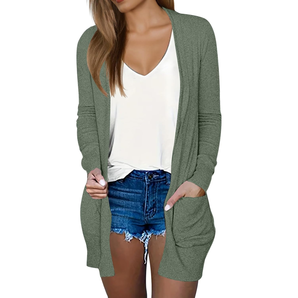 Casual Long Sleeve Open Front Sweater For Women