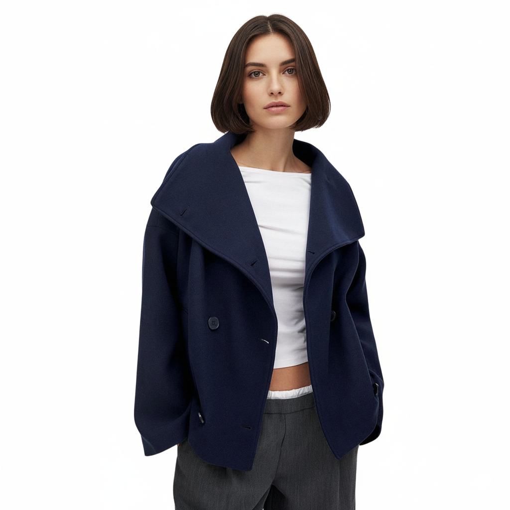 Stylish Autumn Coat for Women with Wide Collar