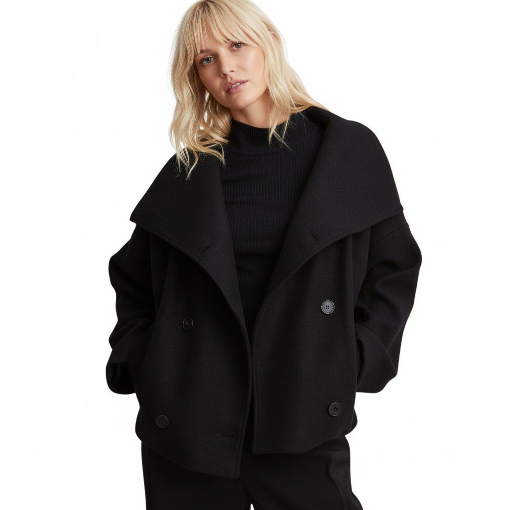 Stylish Autumn Coat for Women with Wide Collar