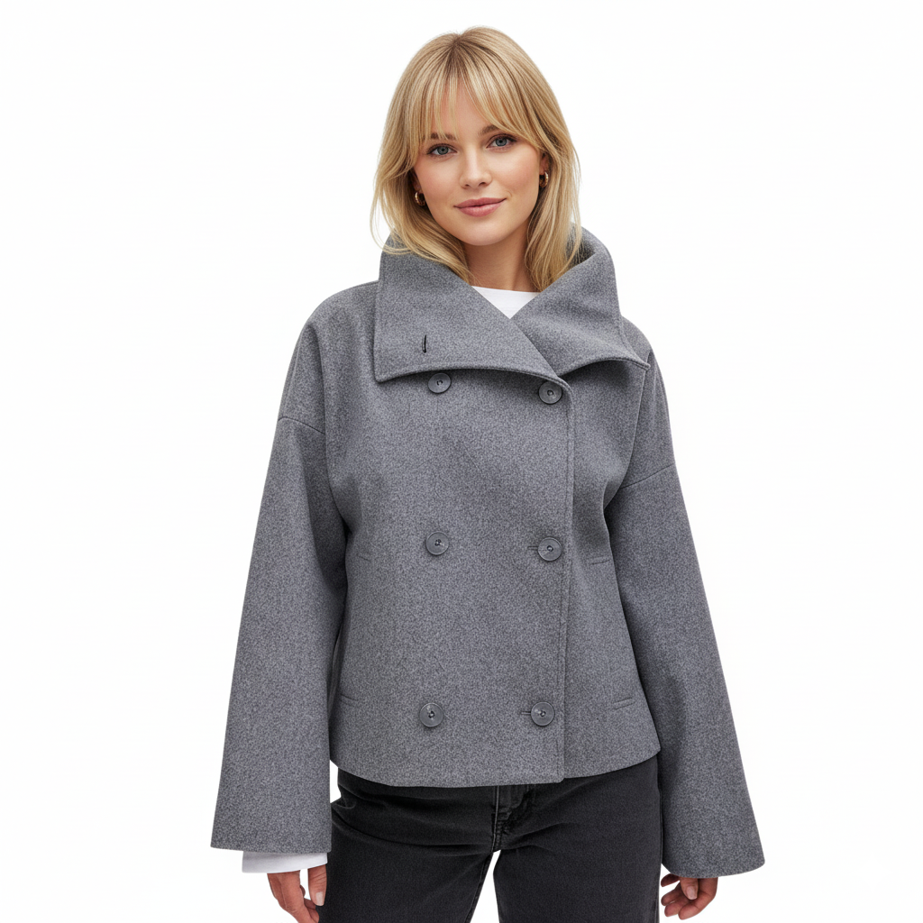 Stylish Autumn Coat for Women with Wide Collar