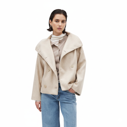 Stylish Autumn Coat for Women with Wide Collar