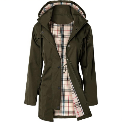 Women Long Hooded Rain Jacket