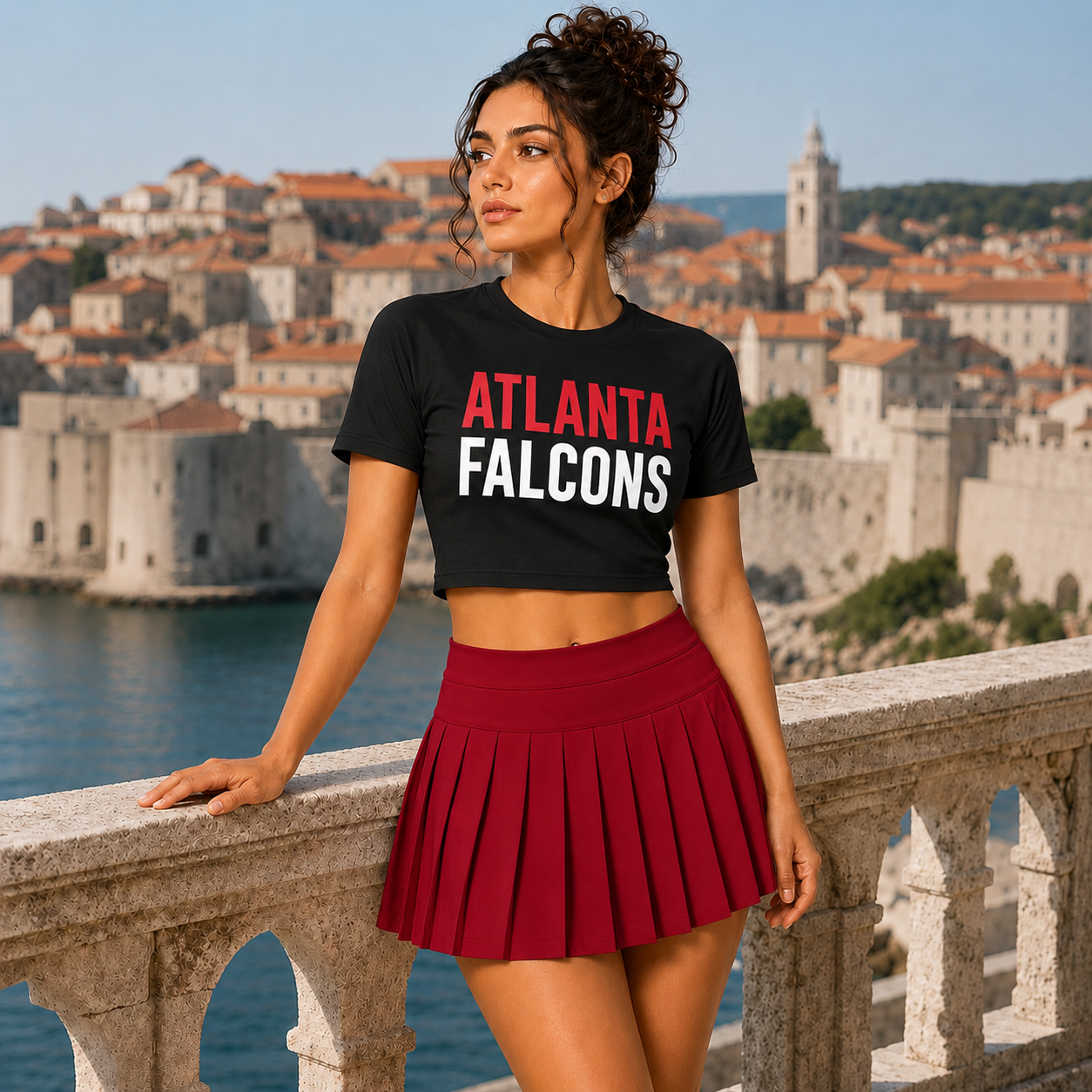 Atlanta Falcons Football Team Printed Two Piece Top And Skirt Set For Women