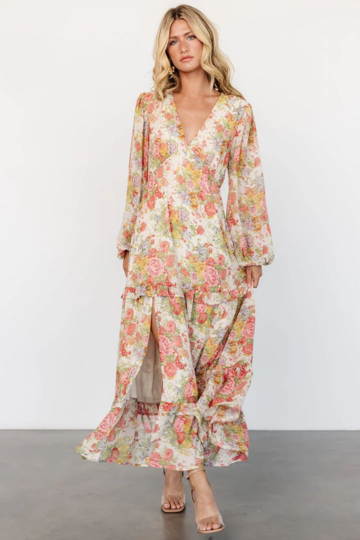 Autumn Floral Maxi Dress-Cozy Knit Sets
