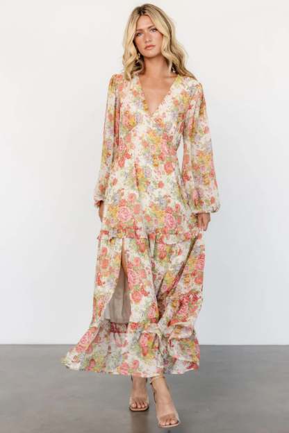 Autumn Floral Maxi Dress-Cozy Knit Sets
