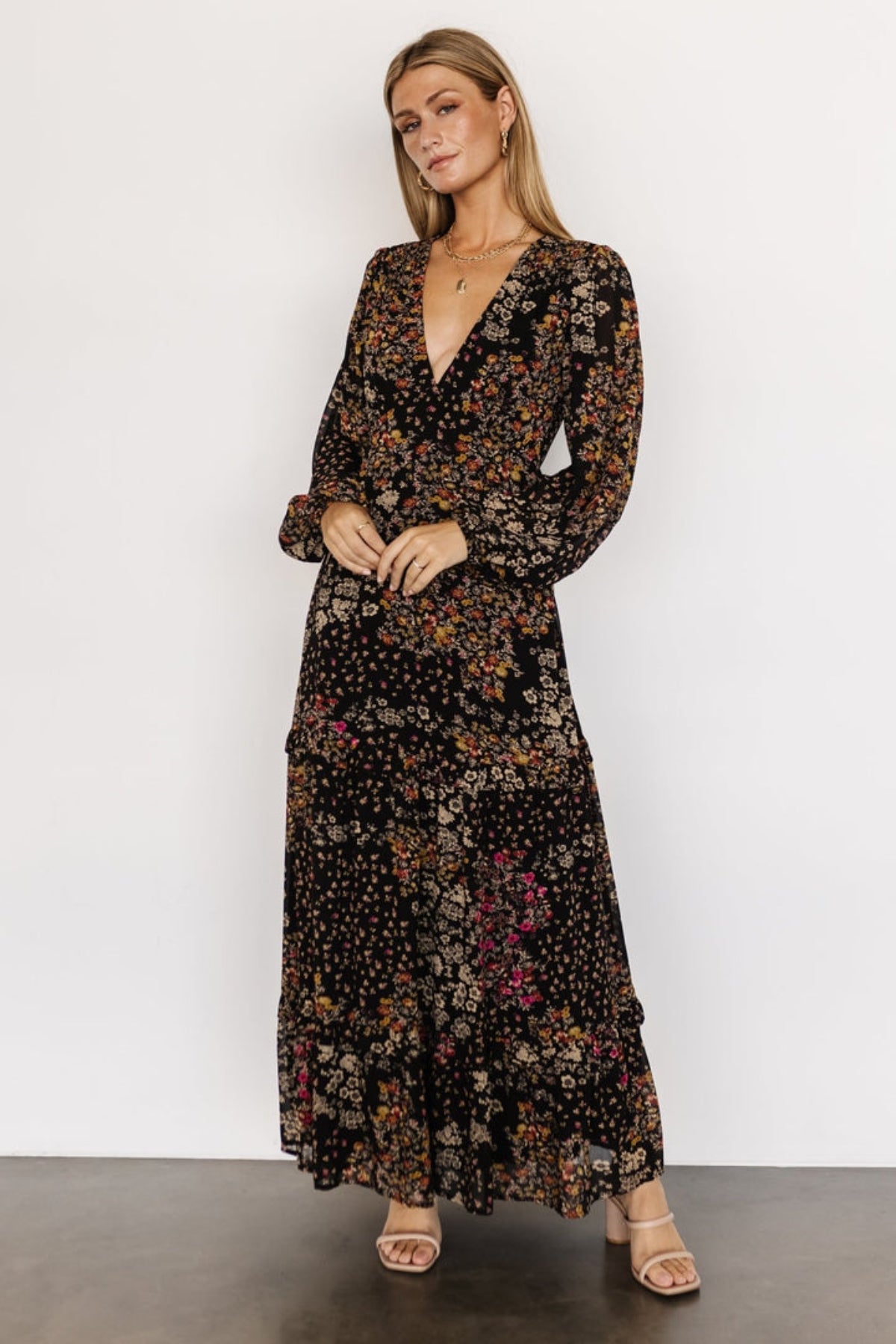 Autumn Floral Maxi Dress-Cozy Knit Sets