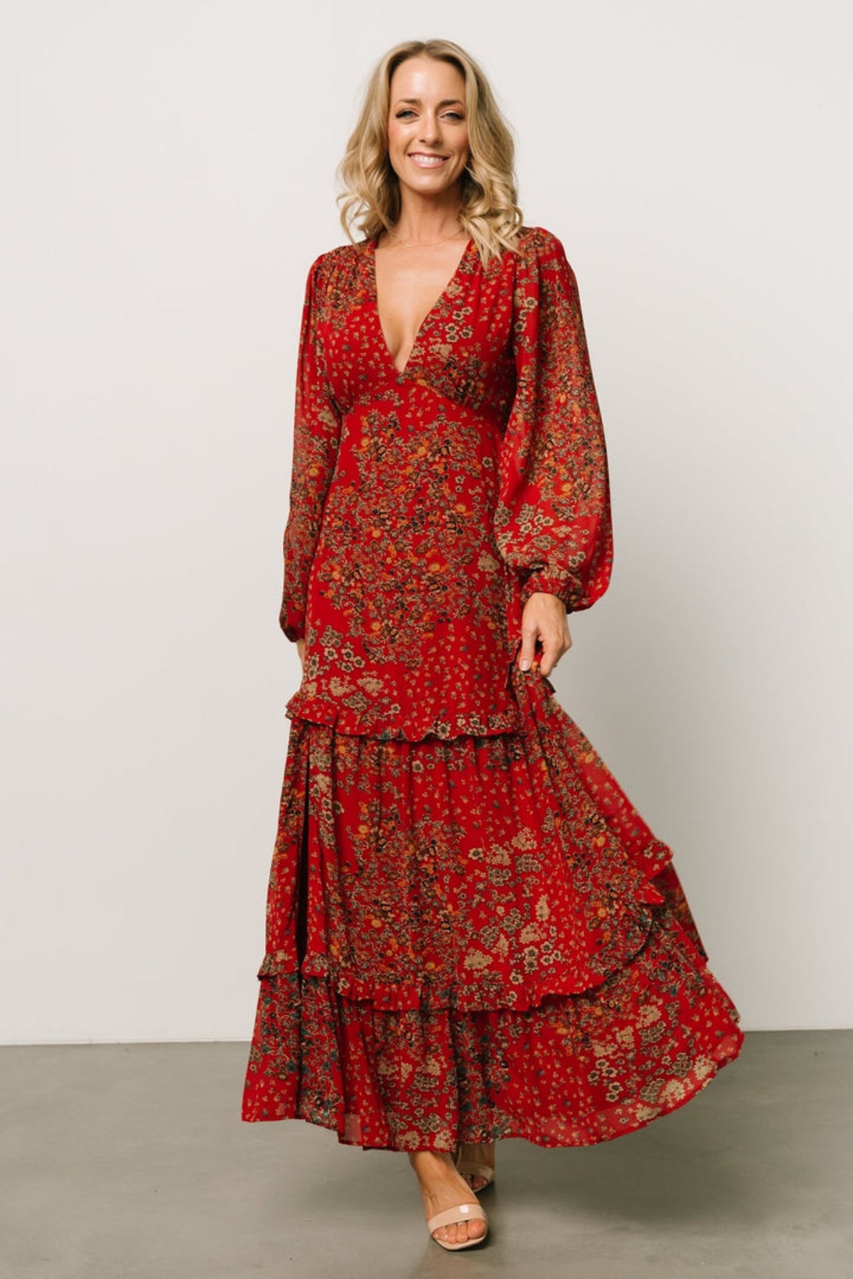 Autumn Floral Maxi Dress-Cozy Knit Sets