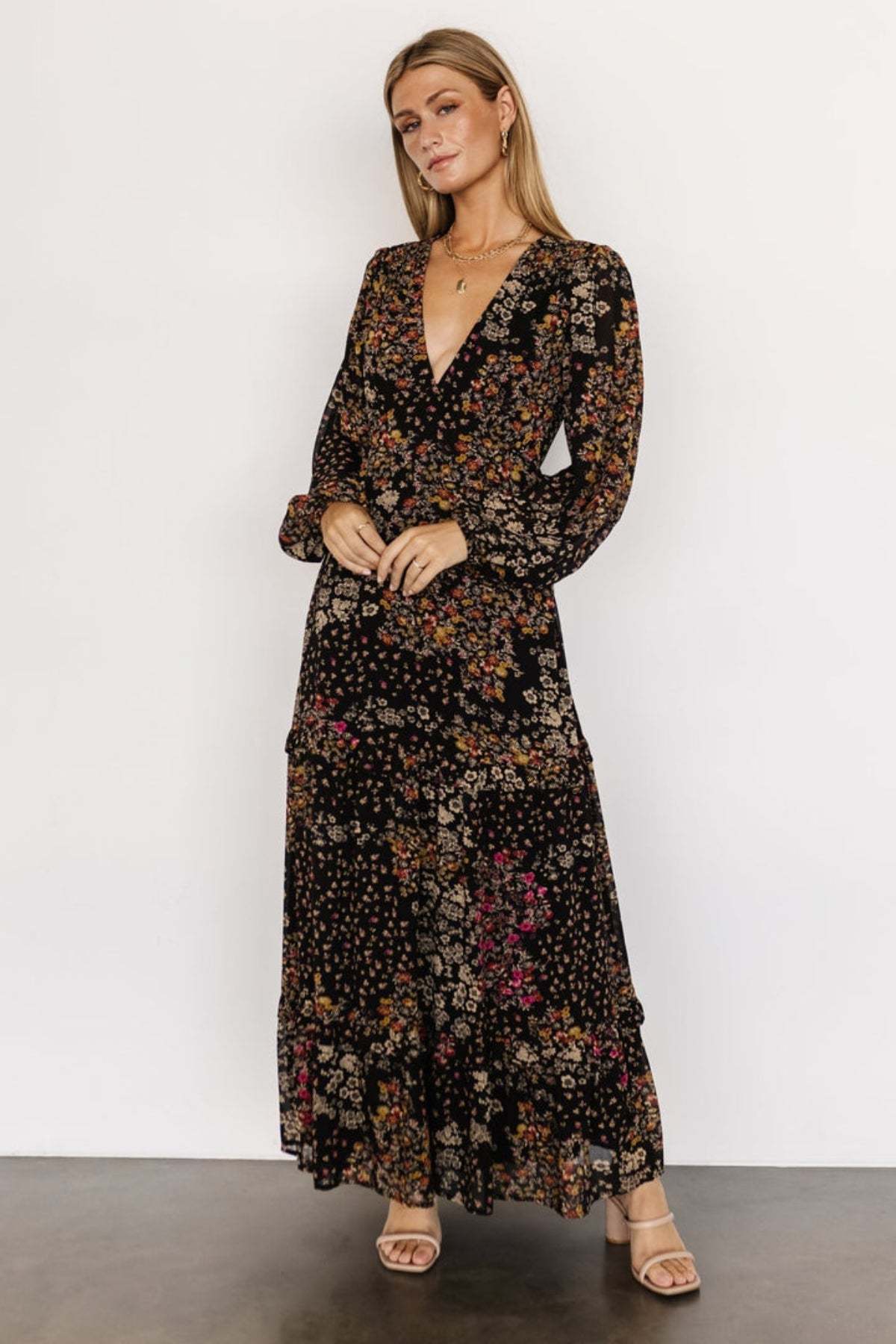 Autumn Floral Maxi Dress-Cozy Knit Sets