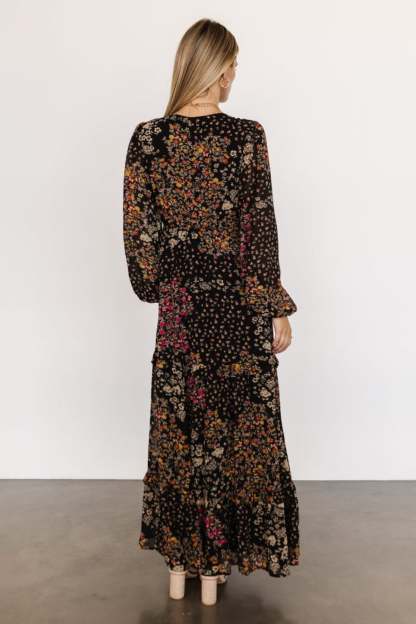 Autumn Floral Maxi Dress-Cozy Knit Sets