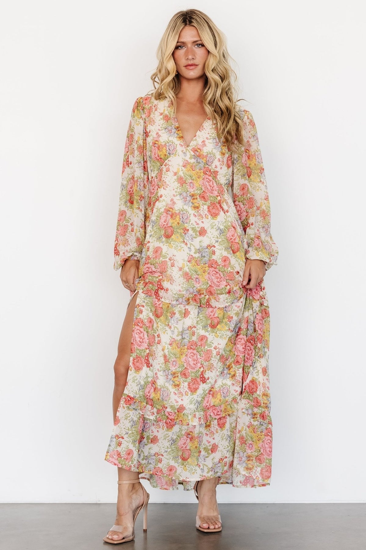 Autumn Floral Maxi Dress-Cozy Knit Sets