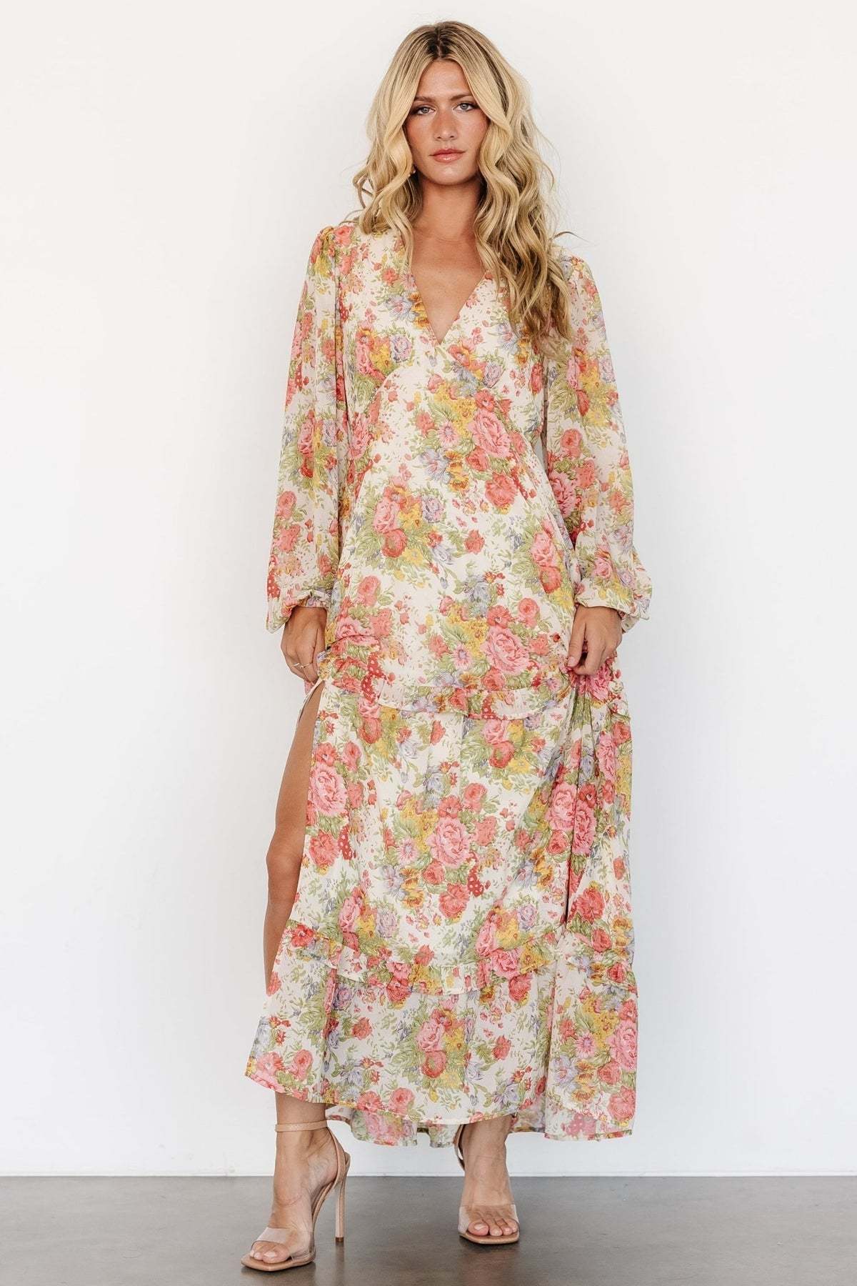 Autumn Floral Maxi Dress-Cozy Knit Sets