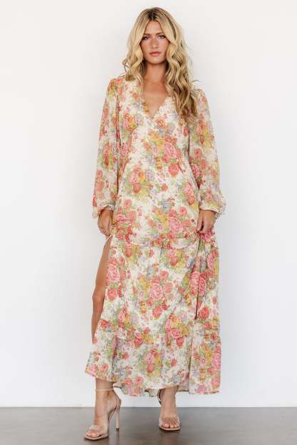 Autumn Floral Maxi Dress-Cozy Knit Sets