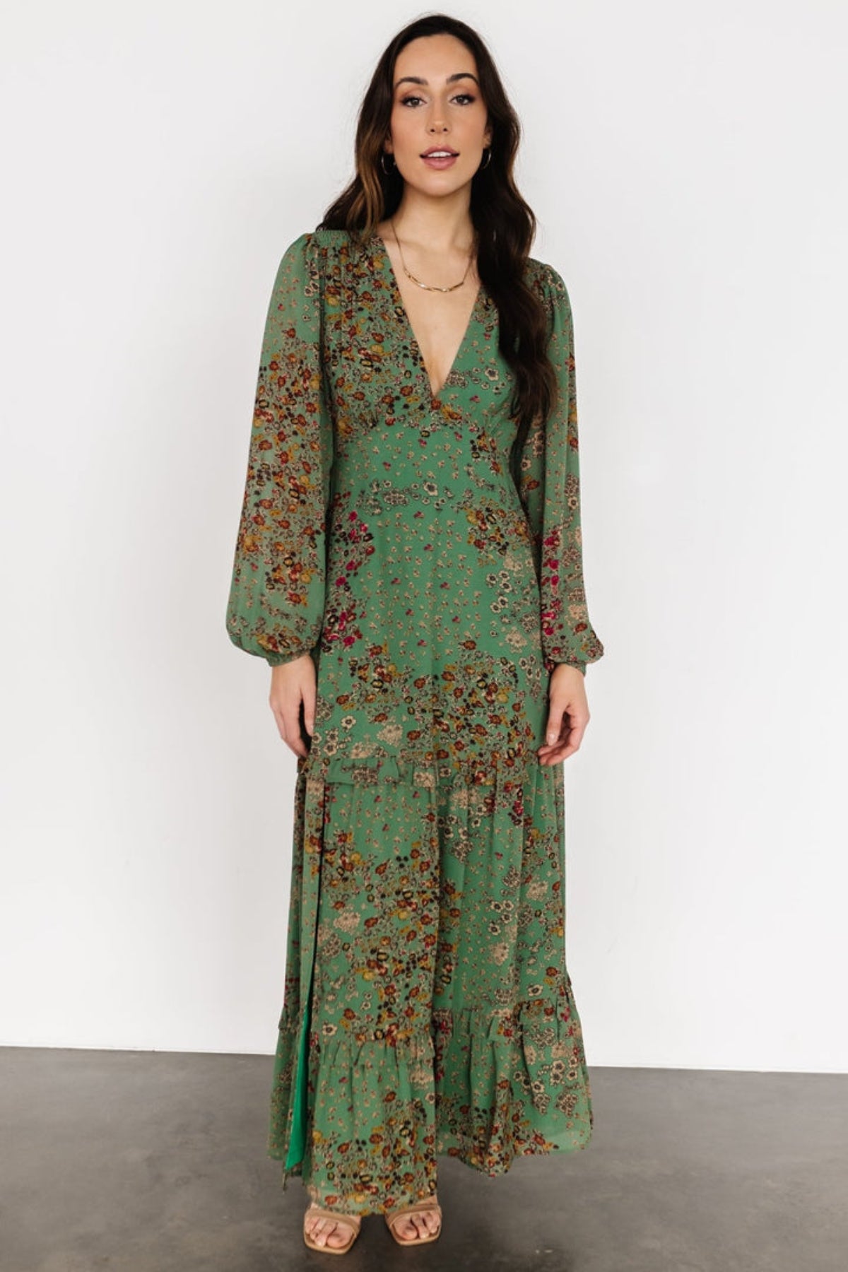 Autumn Floral Maxi Dress-Cozy Knit Sets
