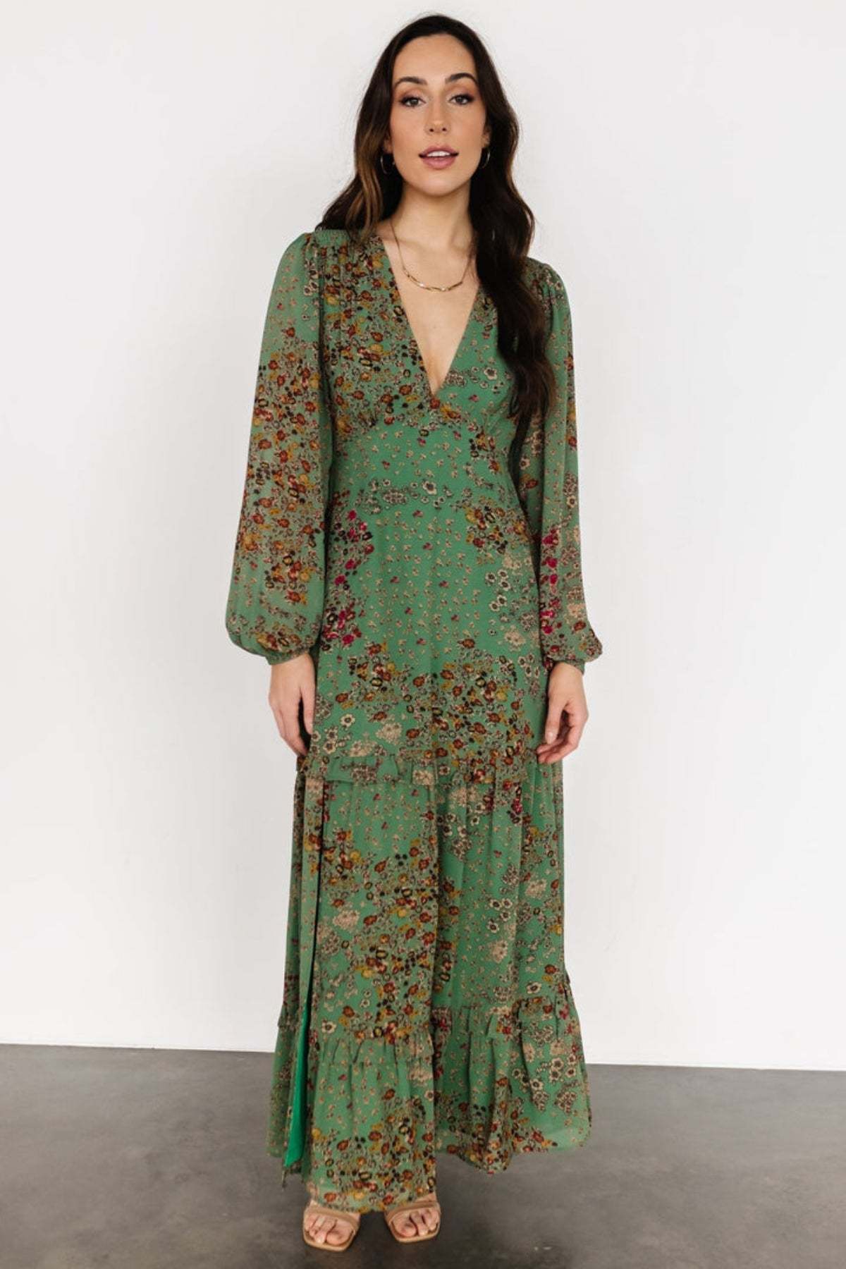 Autumn Floral Maxi Dress-Cozy Knit Sets