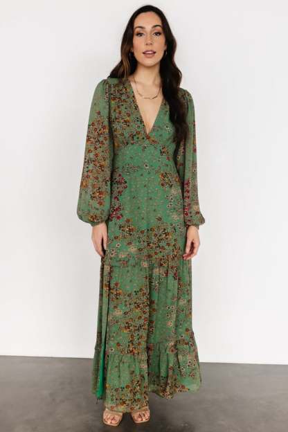 Autumn Floral Maxi Dress-Cozy Knit Sets