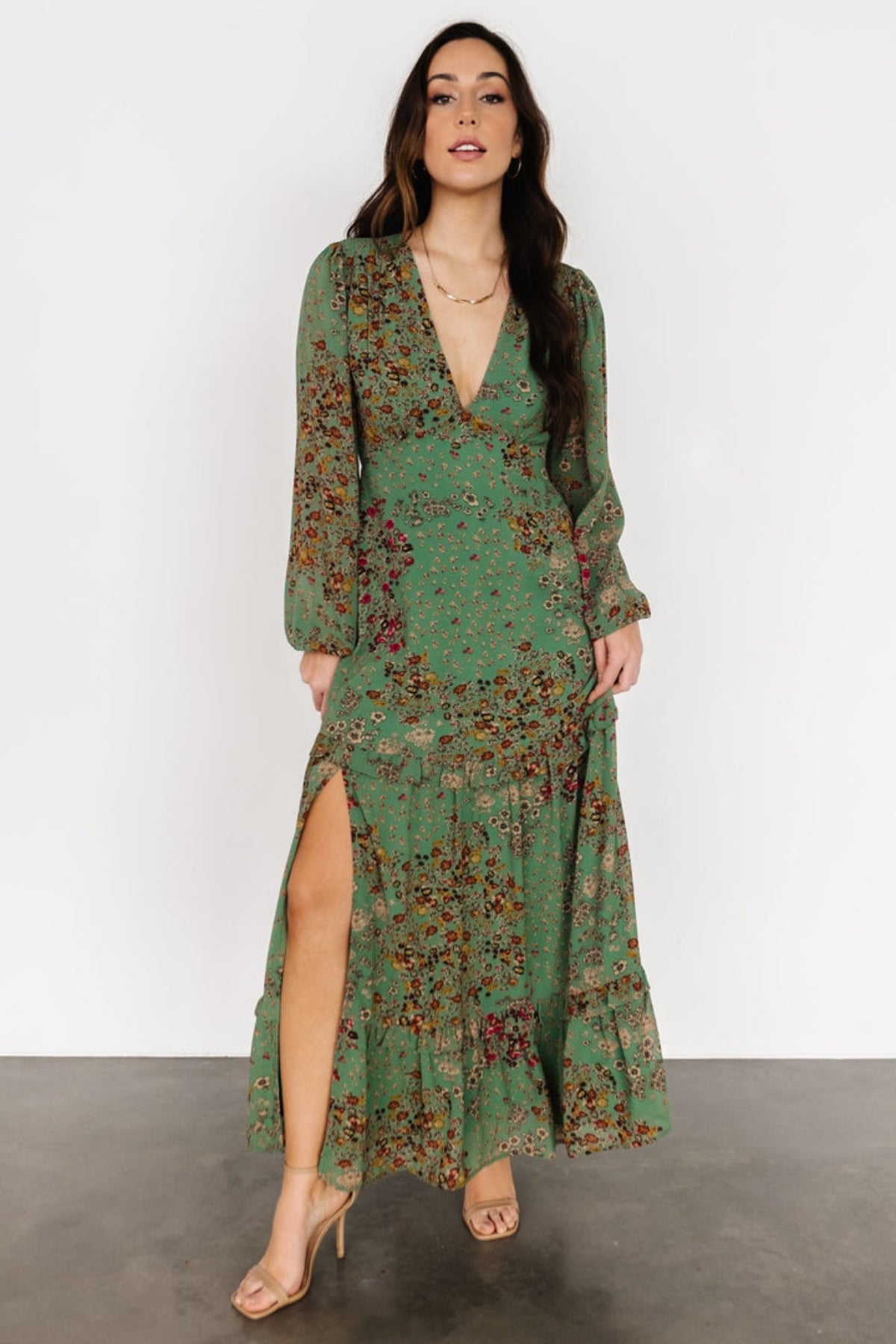 Autumn Floral Maxi Dress-Cozy Knit Sets