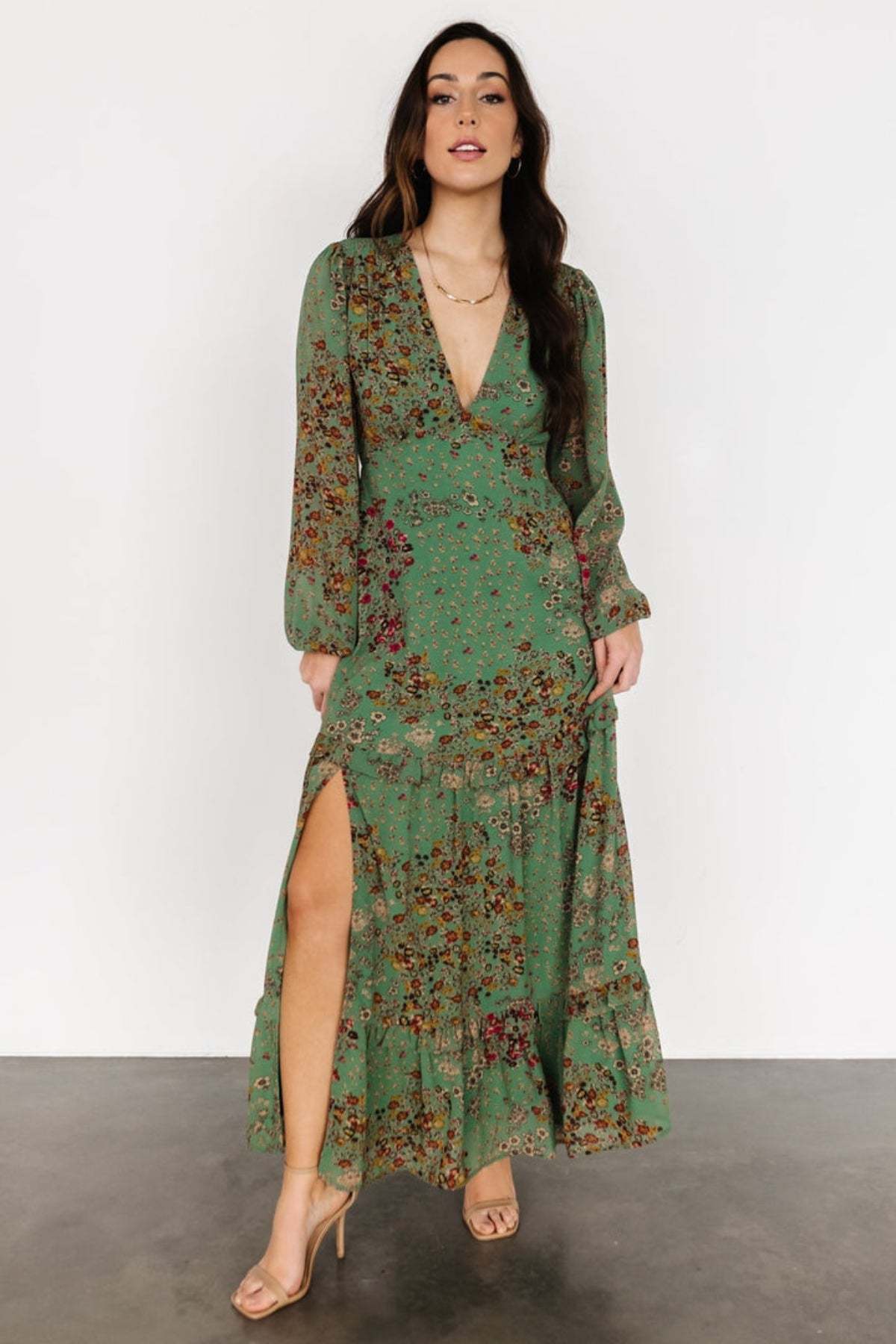 Autumn Floral Maxi Dress-Cozy Knit Sets